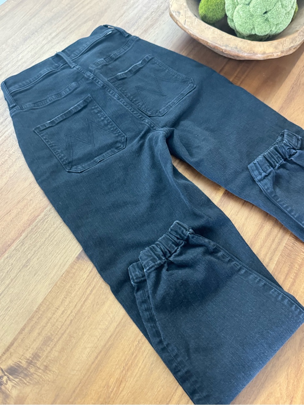 MOTHER Black High-Rise Denim Pants